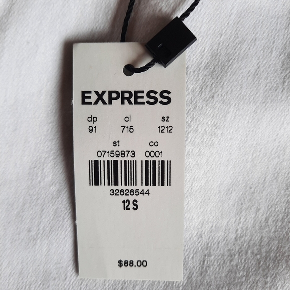 🛍 NWT Express 70s Flare Mid-rise white denim jeans size 12 short - Picture 14 of 15